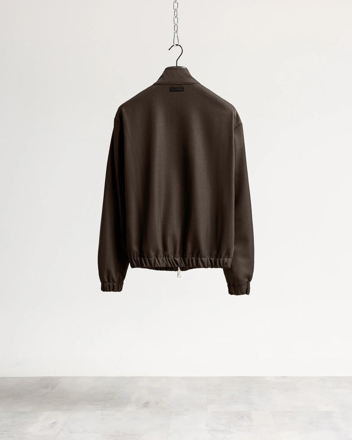 Giacca con zip mezzo collo tessuto classico - Moro