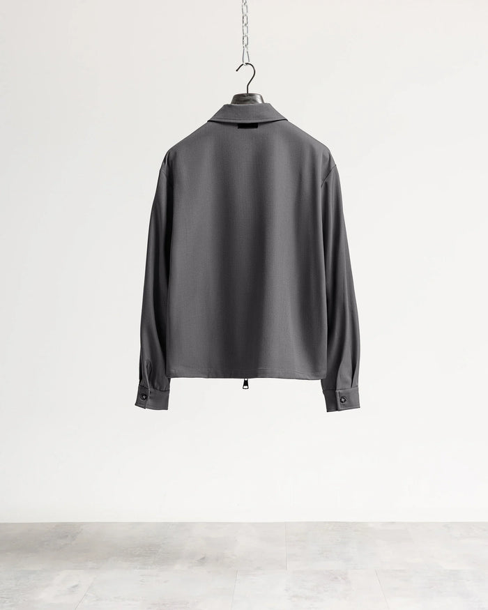 Giacca con zip collo camicia tessuto classico - Grigio