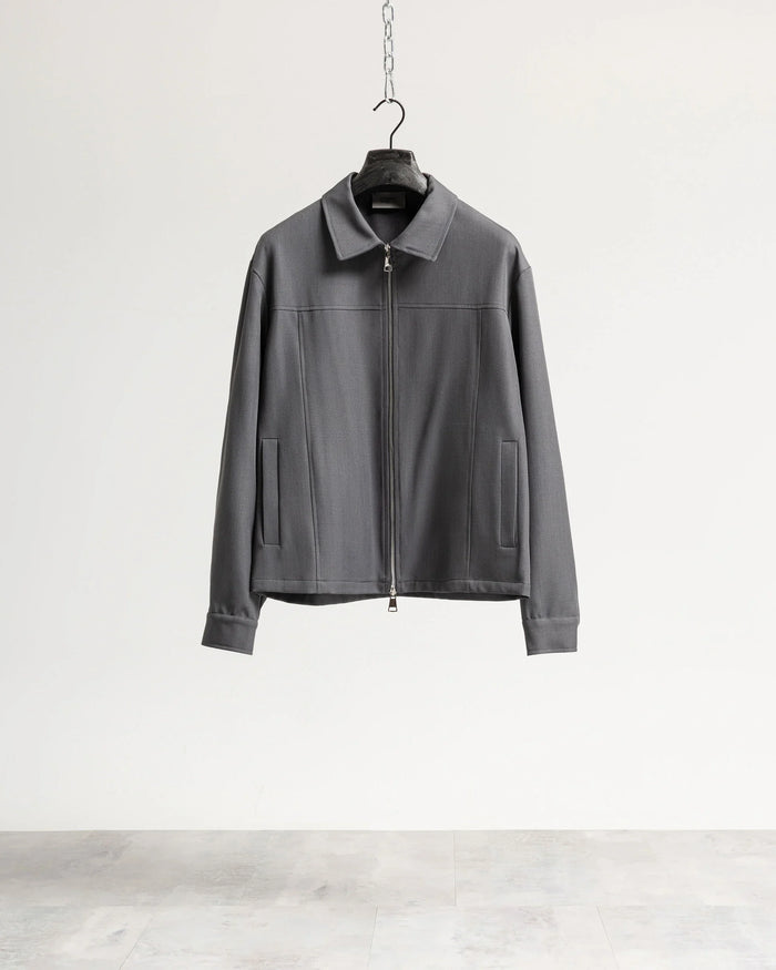 Giacca con zip collo camicia tessuto classico - Grigio
