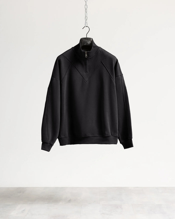 Felpa mezzo collo mezza zip - Nero