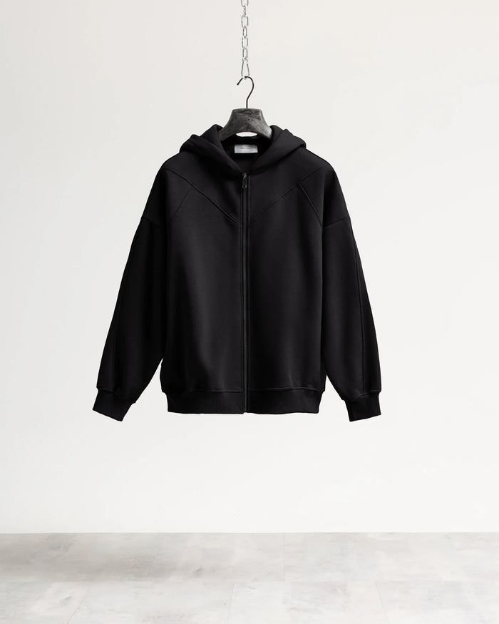 Felpa cappuccio zip - Nero