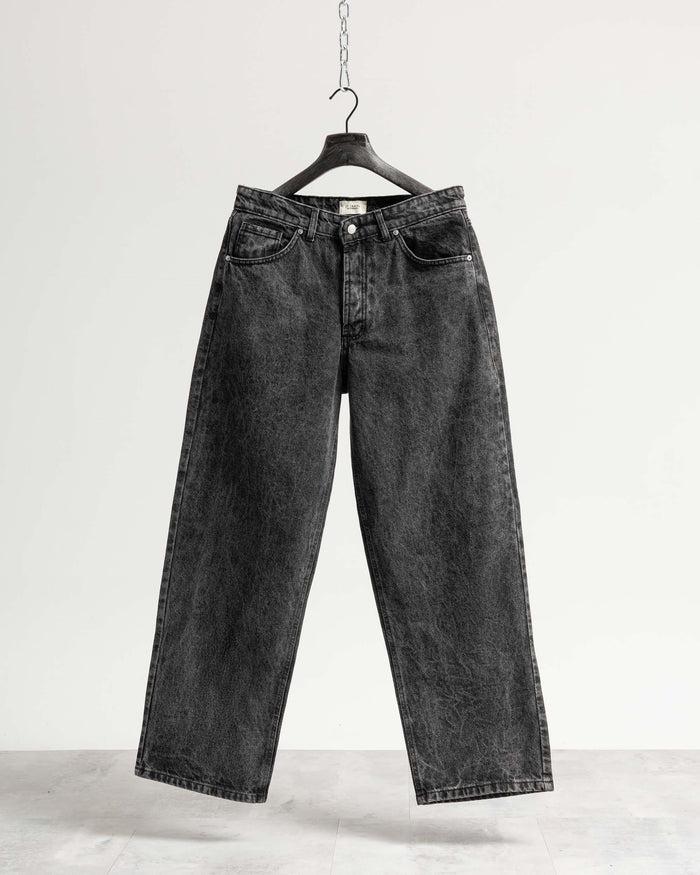 Jeans baggy nero con legature - Nero