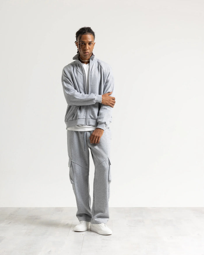 Felpa zip mezzo collo - Grigio