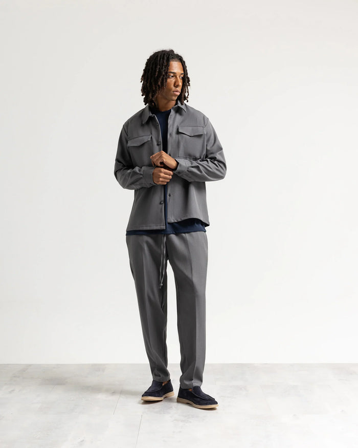 Camicia con tasconi tessuto classico - Grigio