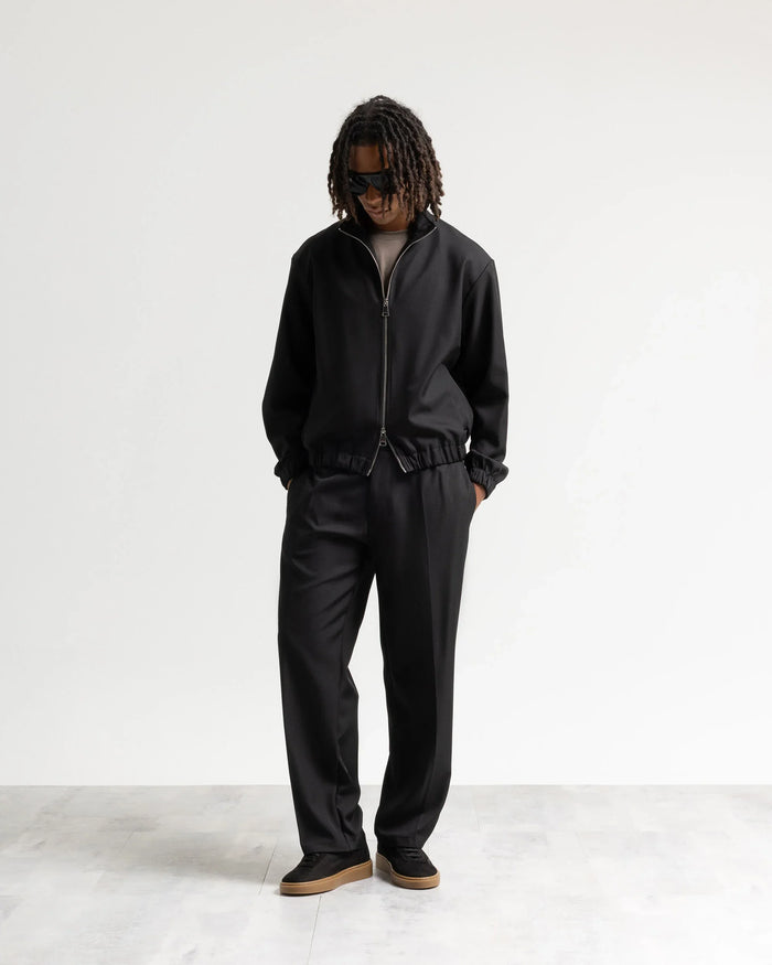 Pantalone fondo ampio tessuto classico - Nero