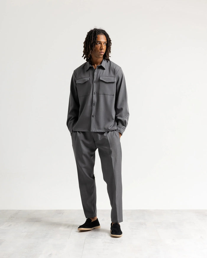 Pantalone regular tessuto classico - Grigio