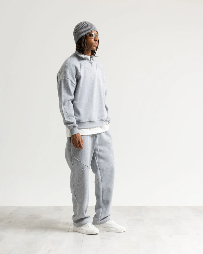 Felpa mezzo collo mezza zip - Grigio