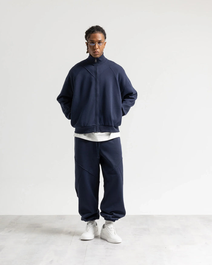 Felpa zip mezzo collo - Blu
