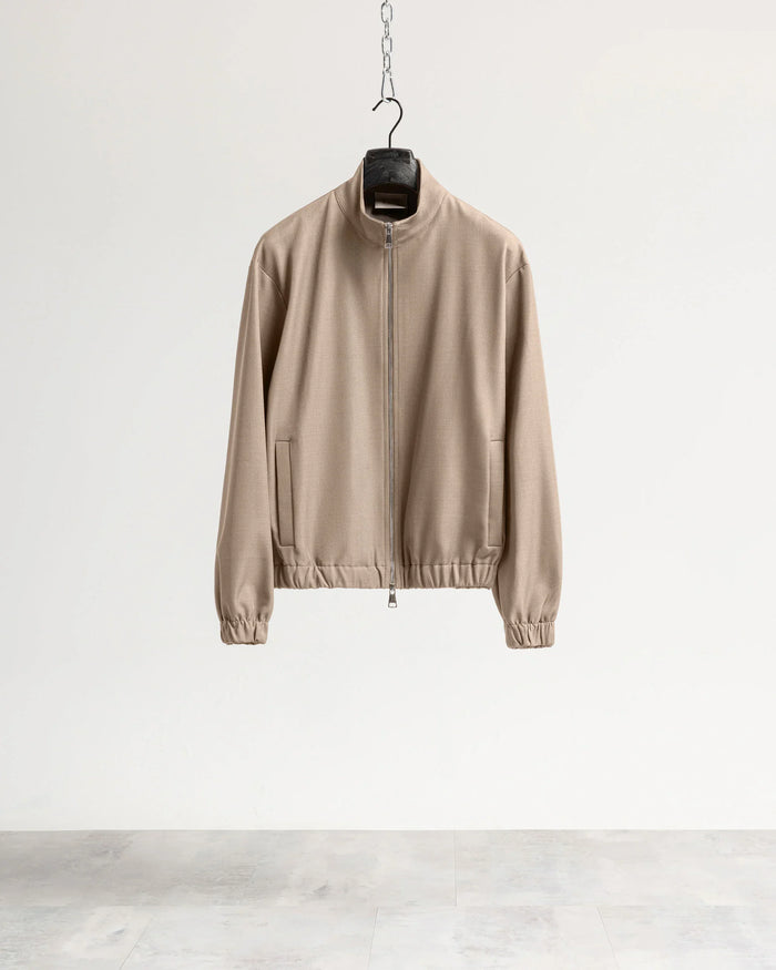 Giacca con zip mezzo collo tessuto classico - Beige