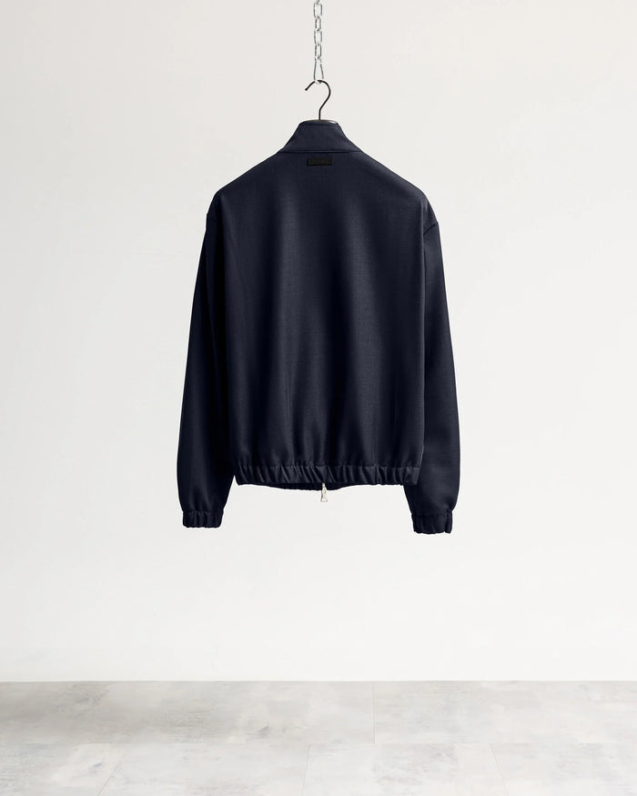 Giacca con zip mezzo collo tessuto classico - Blu
