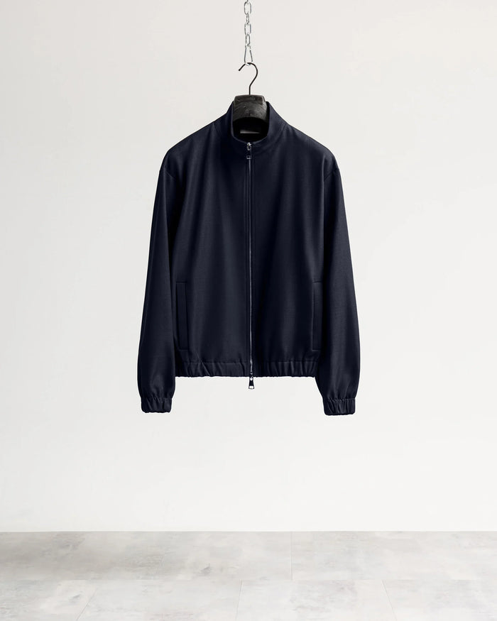 Giacca con zip mezzo collo tessuto classico - Blu