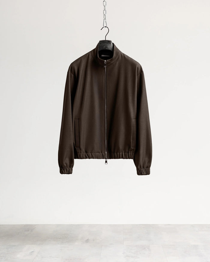 Giacca con zip mezzo collo tessuto classico - Moro