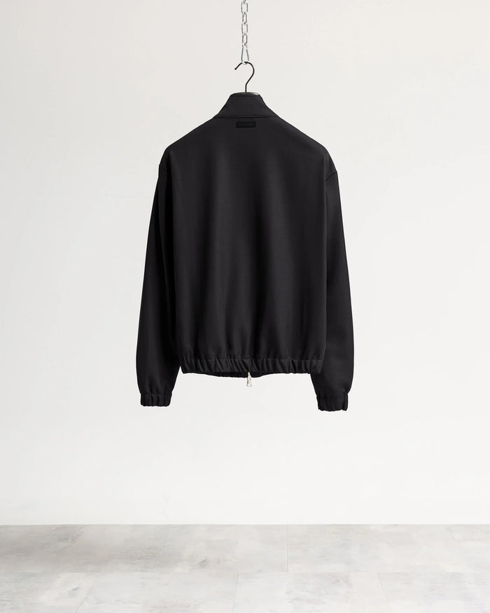 Giacca con zip mezzo collo tessuto classico - Nero