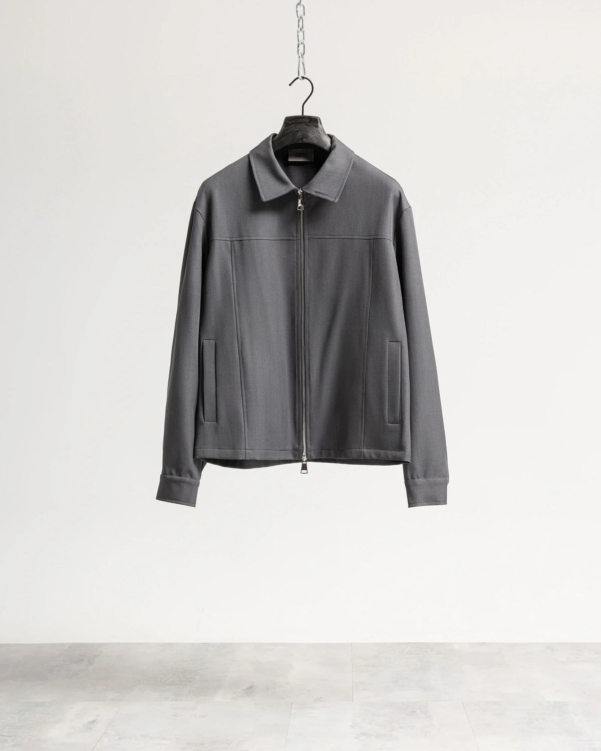 Giacca con zip collo camicia tessuto classico