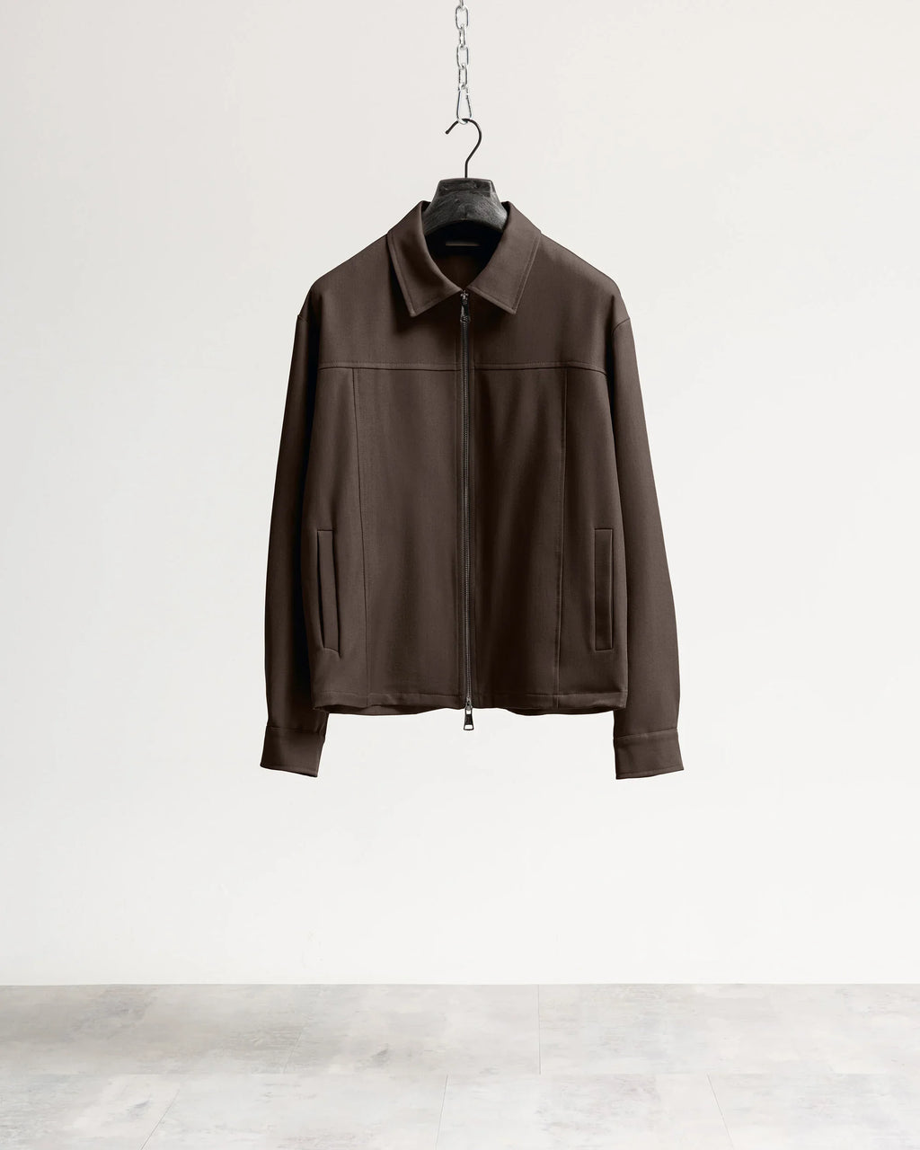Giacca con zip collo camicia tessuto classico