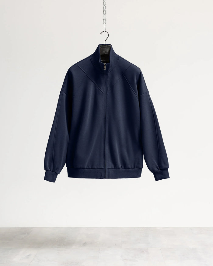 Felpa zip mezzo collo - Blu