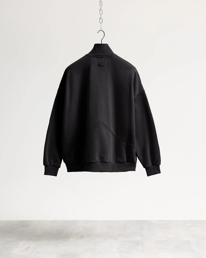 Felpa zip mezzo collo - Nero