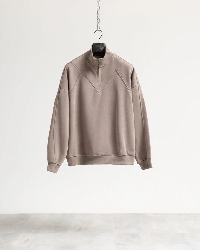 Felpa mezzo collo mezza zip - Fango