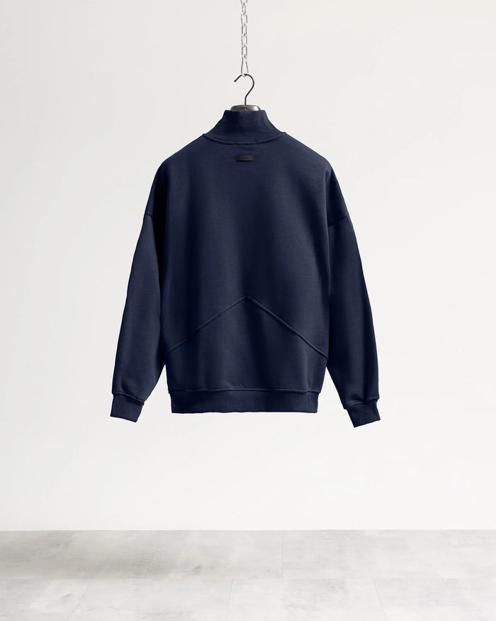 Felpa mezzo collo mezza zip - Blu