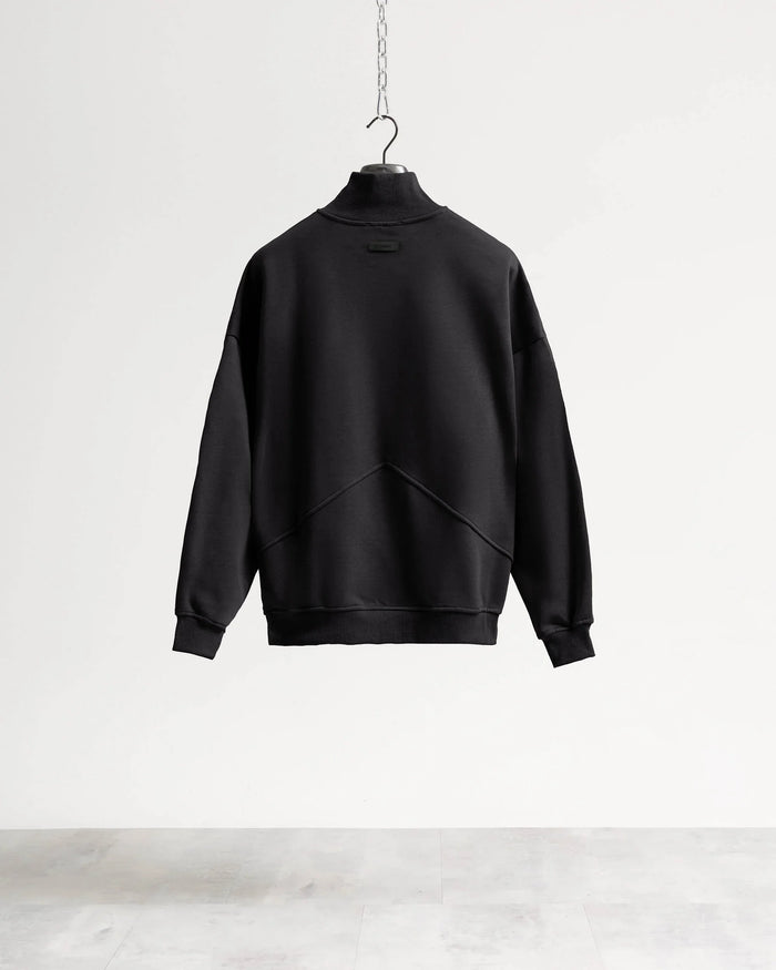 Felpa mezzo collo mezza zip - Nero