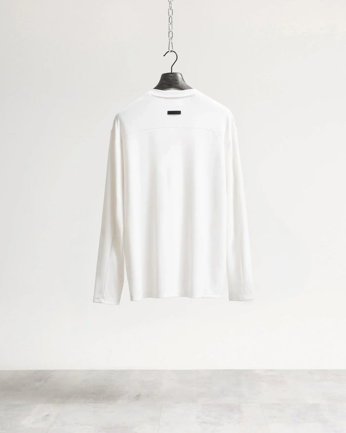 T-shirt costina manica lunga - Panna