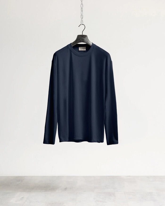 T-shirt costina manica lunga - Blu