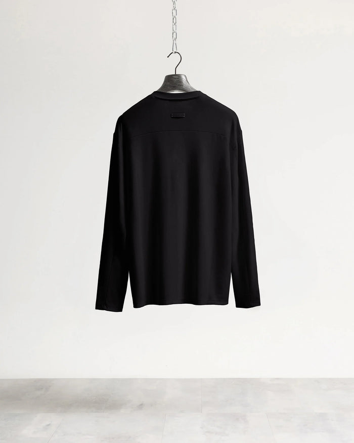 T-shirt costina manica lunga - Nero