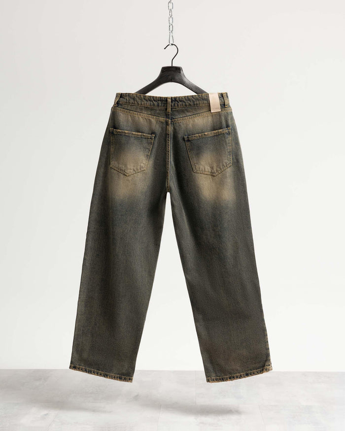 Jeans baggy blu sabbiato scuro - Blu