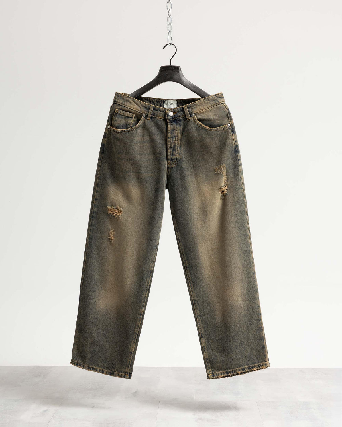 Jeans baggy blu sabbiato scuro