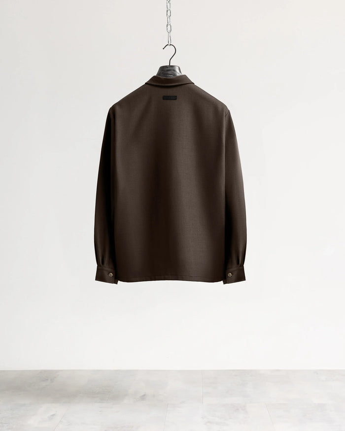 Camicia con tasconi tessuto classico - Moro