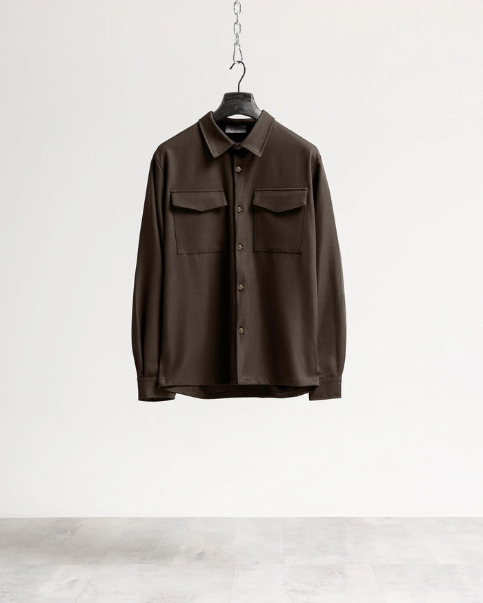 Camicia con tasconi tessuto classico - Moro