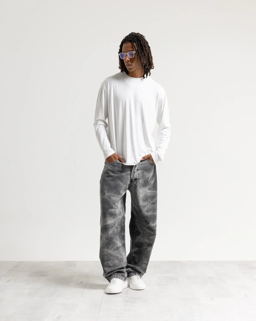 Jeans baggy nero fulmini