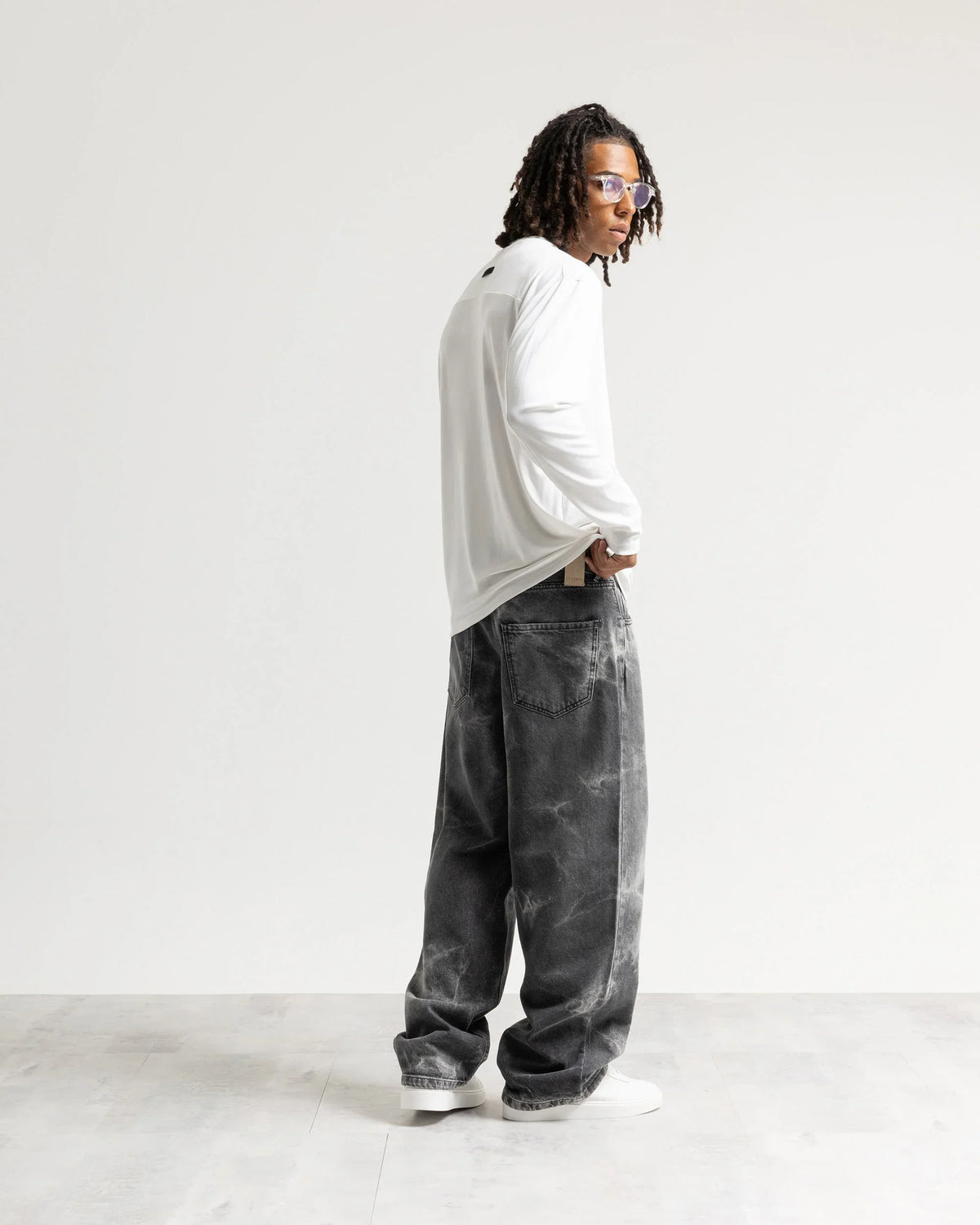 Jeans baggy nero fulmini