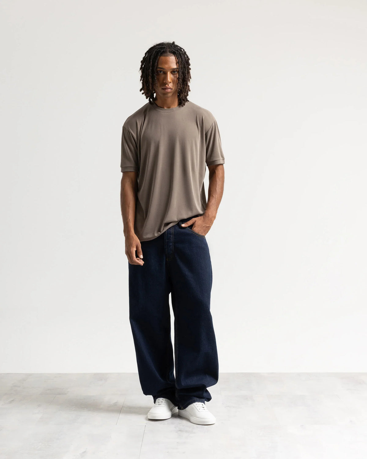Jeans baggy blu resinato
