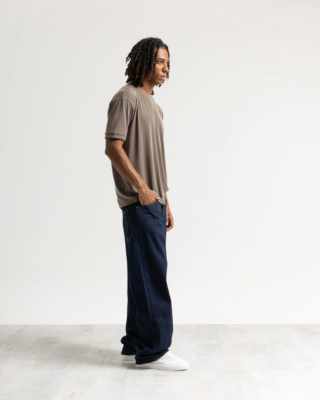 Jeans baggy blu resinato