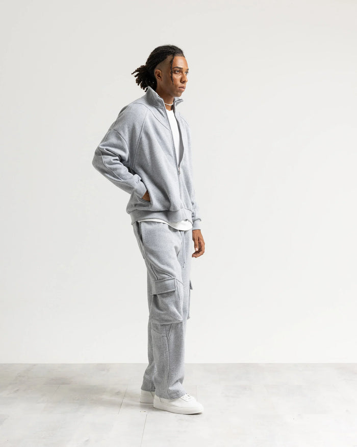 Felpa zip mezzo collo - Grigio
