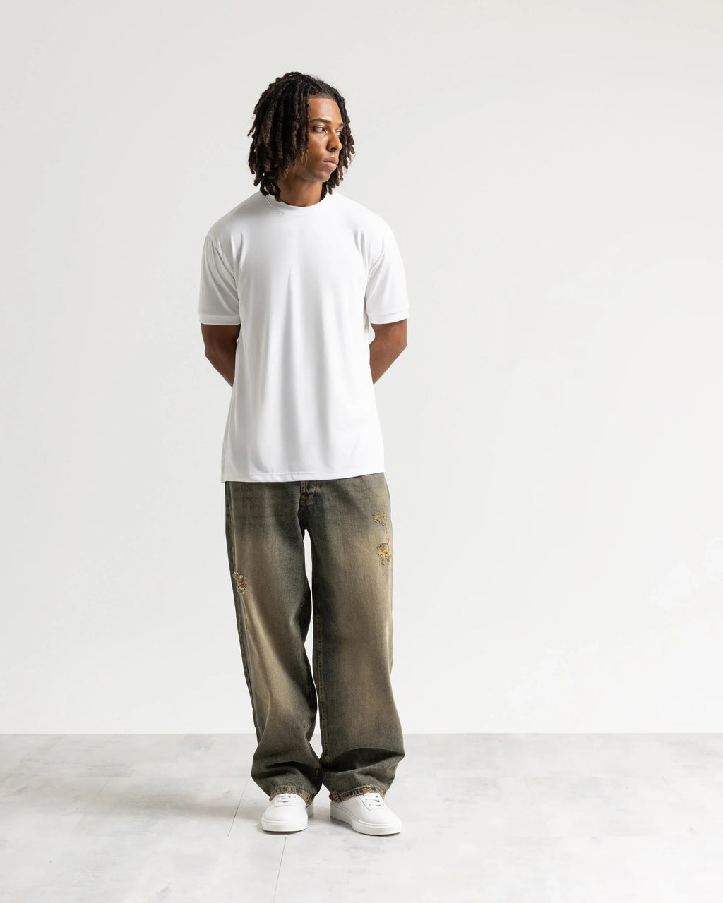 Jeans baggy blu sabbiato scuro