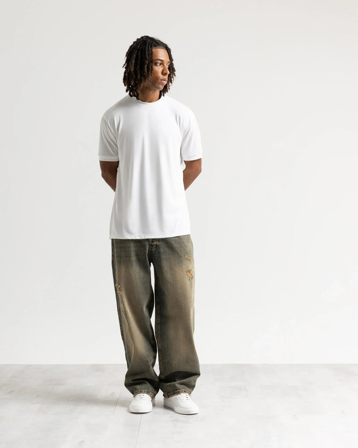 Jeans baggy blu sabbiato scuro - Blu