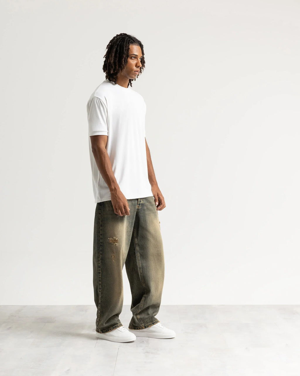 Jeans baggy blu sabbiato scuro