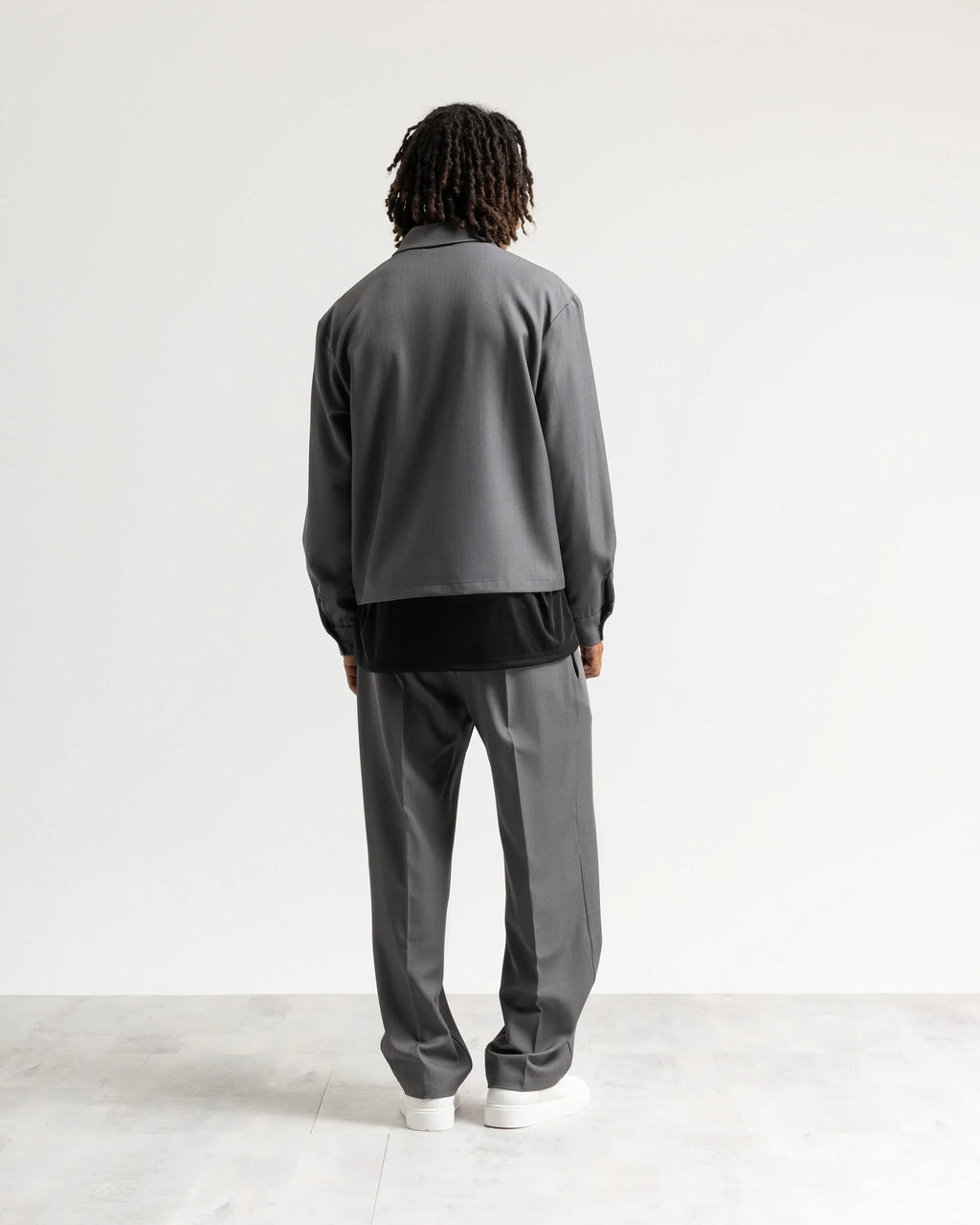 Giacca con zip collo camicia tessuto classico