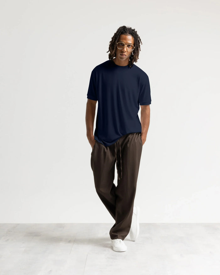T-shirt costina manica corta - Blu