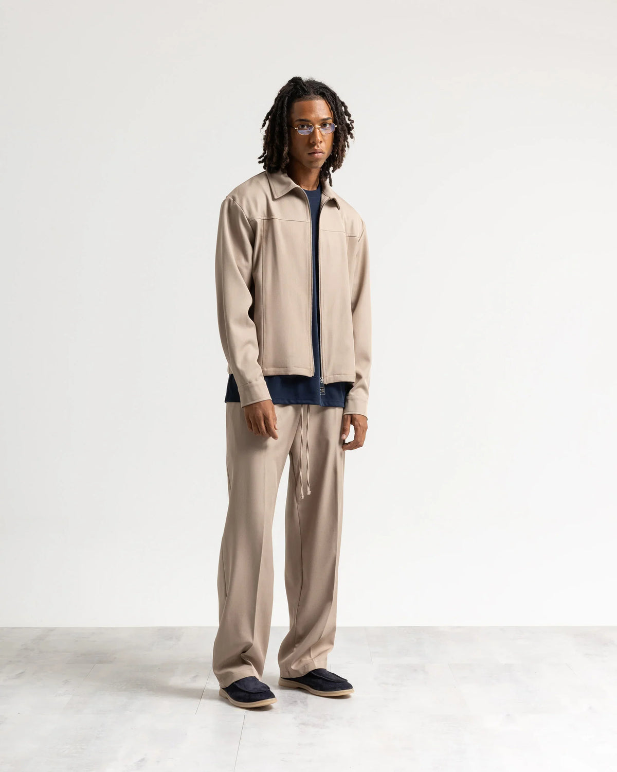 Giacca con zip collo camicia tessuto classico