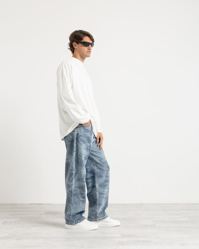 T-shirt longsleeve con polsino oversize - Panna