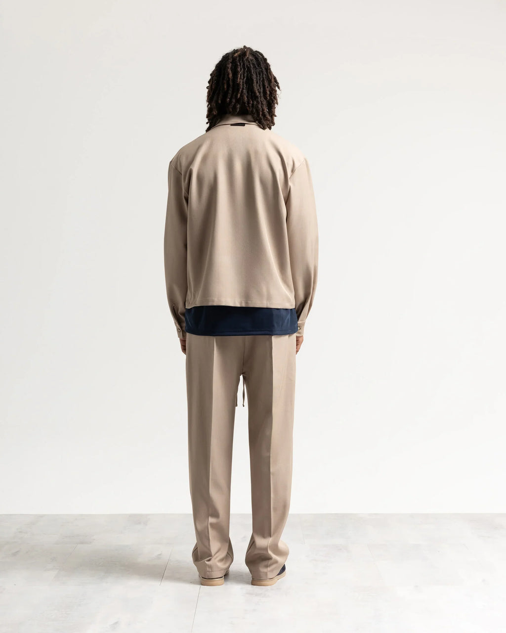 Giacca con zip collo camicia tessuto classico