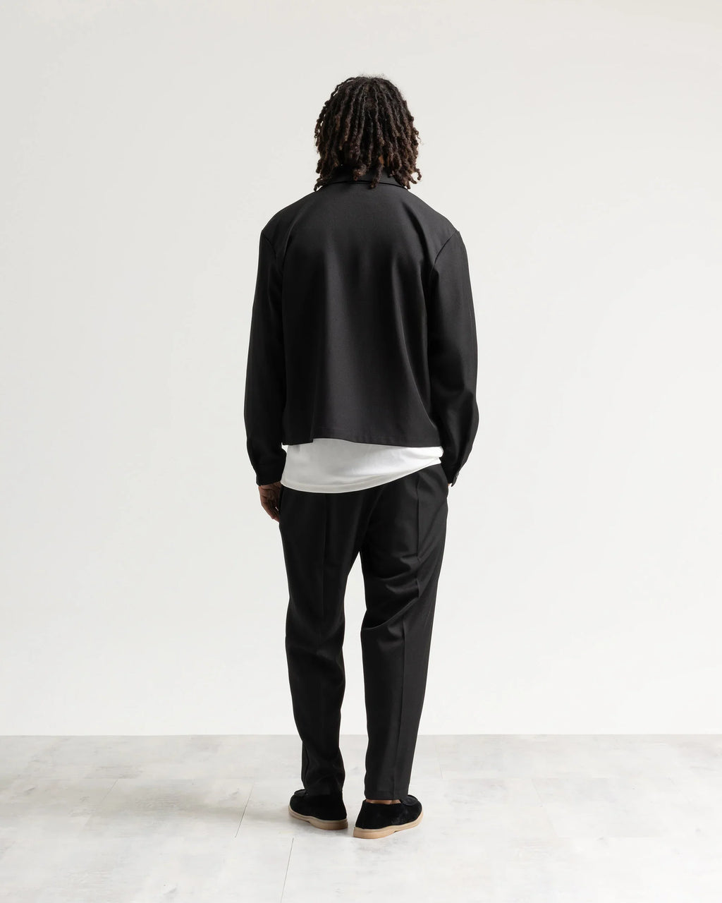 Giacca con zip collo camicia tessuto classico