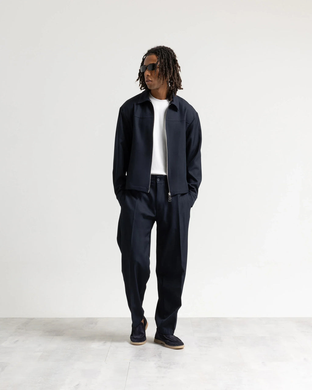 Giacca con zip collo camicia tessuto classico