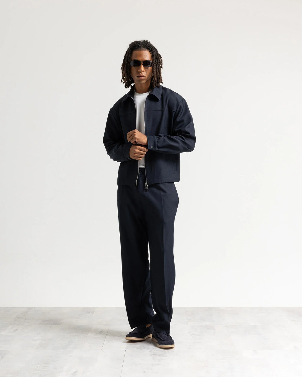 Giacca con zip collo camicia tessuto classico