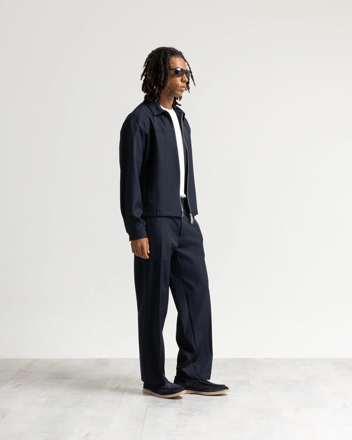 Pantalone fondo ampio tessuto classico - Blu