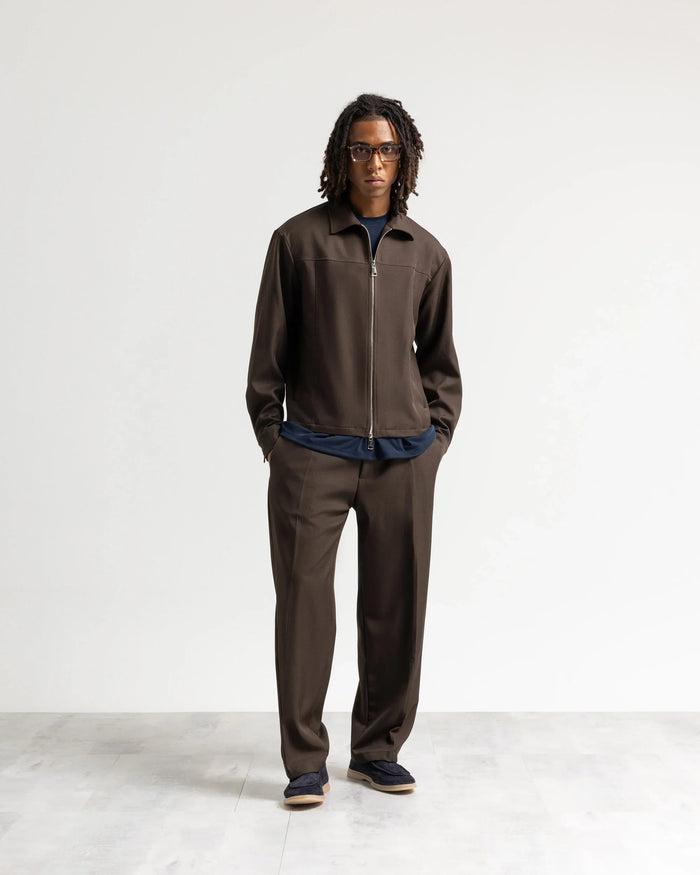 Pantalone fondo ampio tessuto classico - Moro