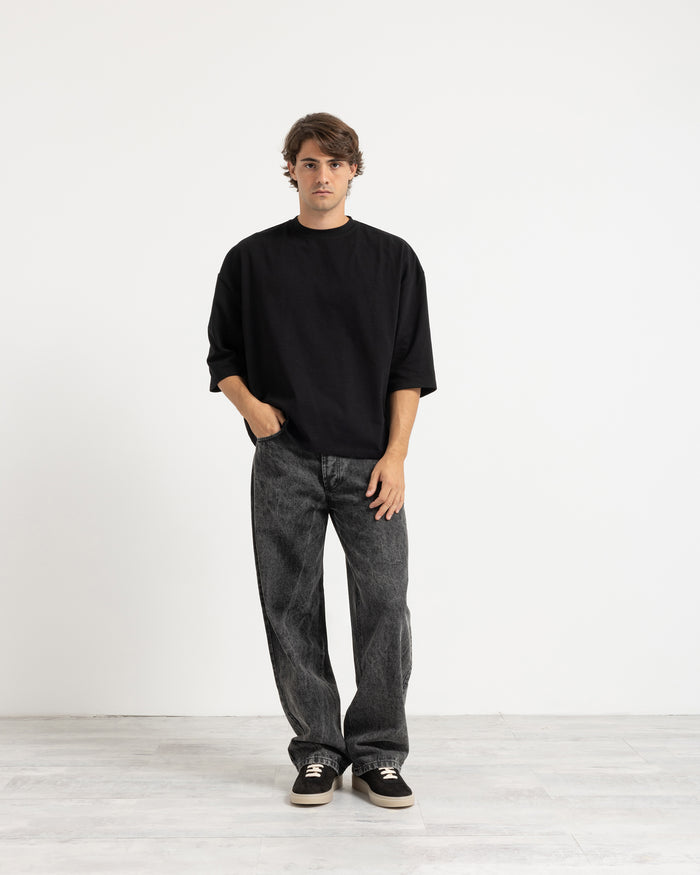 T-shirt manica corta cropped - Nero